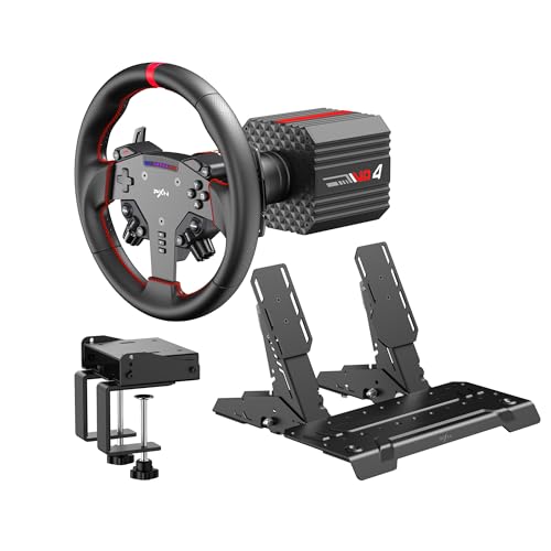 PXN VD4 Bundle F 4NM Torque Sim Racing Direct Drive Racing Wheel Bundle with Force Feedback, Hall Effect Sensor Pedal, PC Steering Wheel with Pedals