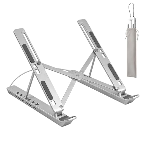 Hemousy Support pour Ordinateur Portable avec Station d'accueil,Rehausseur Tablette Pliable avec USB et Rafraîchissement,Support PC RGB avec Station d'accueil | pour Bureau Maison Travail Écran