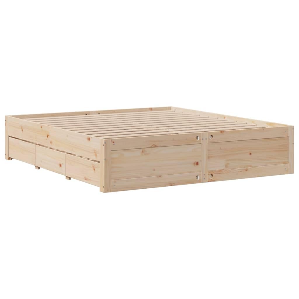 Furniture Item Home Bettgestell ohne Matratze mit Schubladen 180x200 cm Super King Massivholz Kiefer Möbel