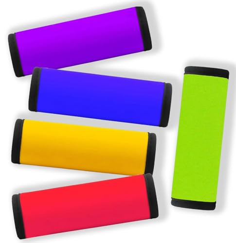Image of Neoprene Luggage Handle Wraps for Traveling Bright Color Luggage Tags /Handle Wraps /Handle Covers-Mixed 5 Colors