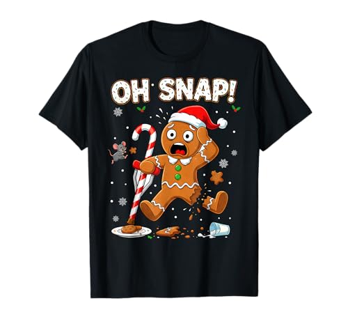Oh Snap Gingerbread Man Merry Christmas Pajamas Family Funny T-Shirt