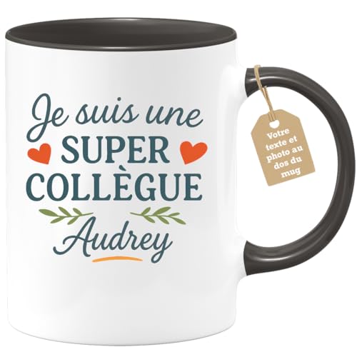 quotedazur Café-Croissant - Mug Personnalisé Super Collègue Audrey Et Cadeau Avec Tasse Pour Noël Femme - Noir/Céramique