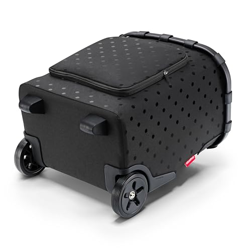 reisenthel carrycruiser Plus in Glossy dots Black – Tragbarer Einkaufstrolley mit Kühlfach, Schultergurt und herausnehmbarer Netz-Innentasche – Obermaterial aus recycelten PET-Flaschen – Bild 4