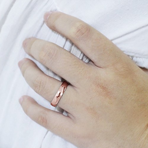 SILVERLINE JEWELRY Plain Comfort Fit 4mm Wedding Band Ring Stainless Steel Rose Gold Tone High Polish Half Sizes 5-133