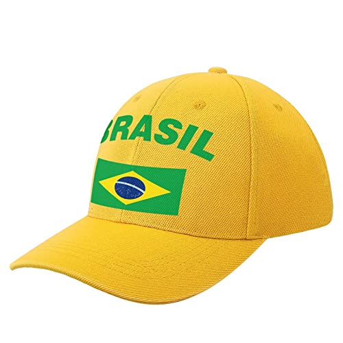 XVBCDFG Casquette de baseball réglable avec motif drapeau du Brésil pour homme et femme, Style jaune, Taille unique
