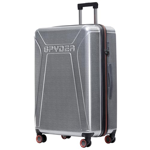 Spyder Traverse 29 Inch Large Expandable Hardside Upright Suitcase with 360° Spinner Wheels, TSA Approved Lock, Silver