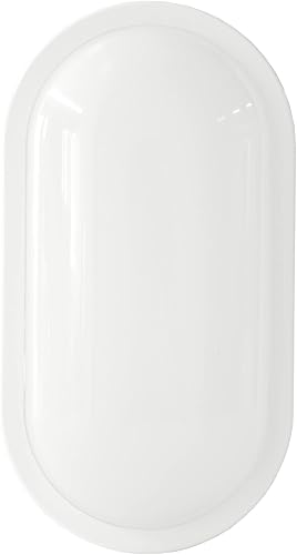 SINCELIGHT Lámpara LED ovalada para montaje en pared y techo, difusor de ópalo, impermeable IP65 para uso en interiores o exteriores, 15 W, blanco