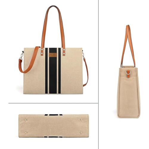 INKMILAN-Daily-Use-Shopper-Natura-Bag-Laptop-Tote-Shoulder-Bags-for-Women-Fits-up-to-156-Inch-Laptop-Handbag-Casual-Canvas-Bag-Ideal-for-Shopping-Travel
