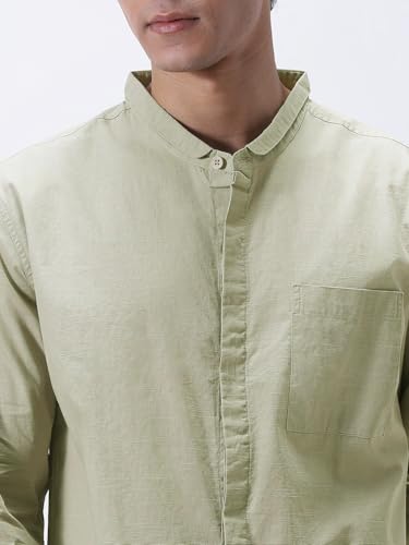 Image of Urbano Fashion Men's Cotton Full Sleeve Regular Fit Casual Solid Shirt with Band Collar