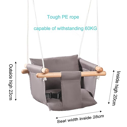 Babyschaukel, Baby schaukel Indoor, Kinderschaukel aus Holz, Holzschaukel für Kinder, Schaukeln für türrahmen, Swing, Kleinkinderschaukel ab 1 Jahr für Kinderzimmer(Beige) – Bild 5
