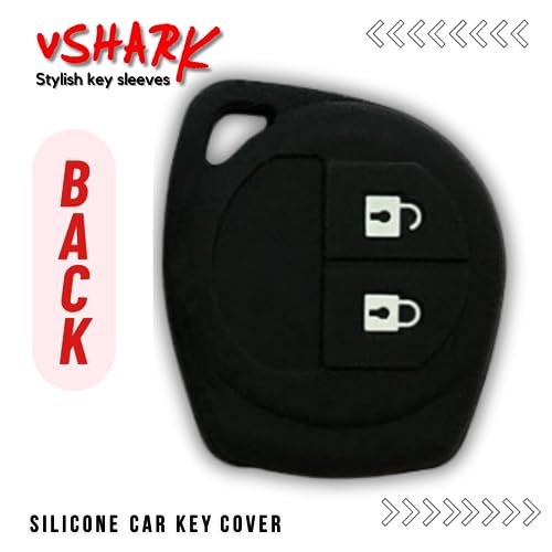 Image of vSHARK Silicone Car Key Cover Compatible with Maruti Suzuki S-Presso /Swift DZire /SX4 /DZire /Ignis /Alto /Vitara Brezza /Celerio /Ertiga /Ciaz /SCross /Baleno /Ritz 2 Button Key Cover Black(Pack of 1)