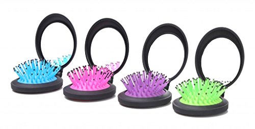 LOUISE MAELYS 4pcs Travel Folding Hair Brush with Mirror Pocket Comb Compact Mirror Brush Bulk Gift Idea