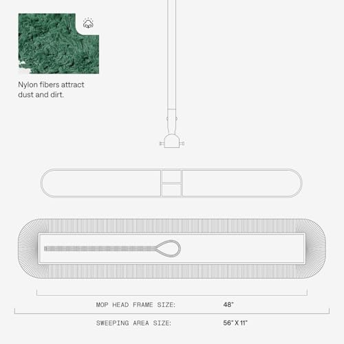Image of 48 Inch Green Commercial Dust Mop & Floor Sweeper with Extendable Handle - Mop for Hardwood, Tile, and Concrete Floor Cleaning