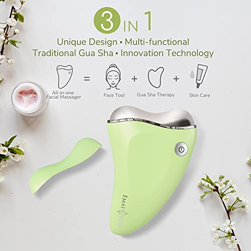 Emay Plus Facial All In One Skin Massager, Gua Sha Cold/Warm Firming V-Line Wrinkle Reduce Lifting (Avocadogreen) #TOP1