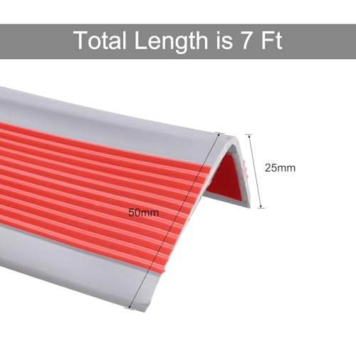 QUARKZMAN Stufenkantenschutz, rutschfeste Treppenkante, selbstklebende Treppenstufenleisten für den Innen- und Außenbereich, Zuhause, Büro, Rot (2,2 m)