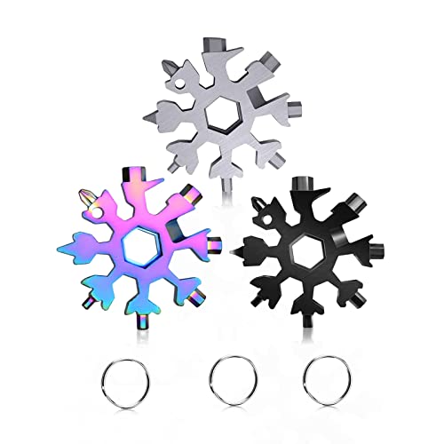 WIQUE 3 Packs Snowflake Multi Tool,18 in 1 Snowflake Multitool,Snowflake Wrench/Bottle Opener/Screwdriver Kit,for Men Christmas Gifts