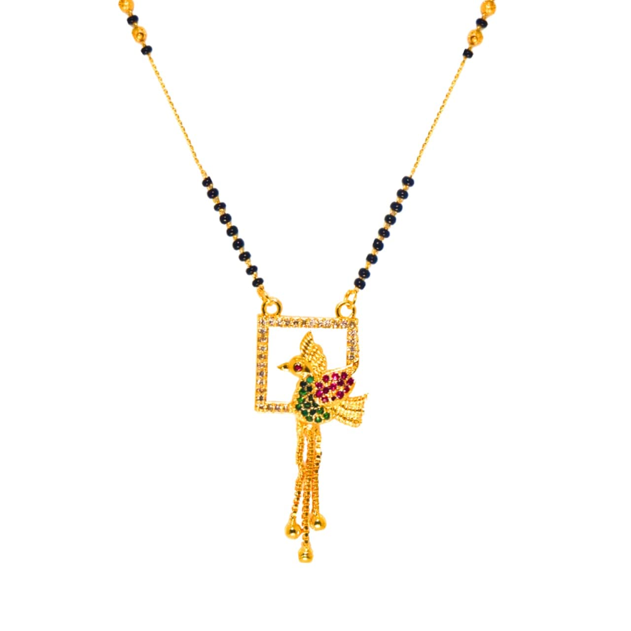 Shreeji art Jewellery Gold Plated Mangalsutra Tanmaniya Nallapusalu Necklace Pendant Black Bead Golden Chain for Women & Girls (Yellow) (Art Deco) (B09S3TQV2N) Amazon Price History, Amazon Price Tracker