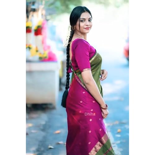 Image of Original Maheswari Cotton Silk Saree for Women | Kanjivaram Pure Silk Cotton Sari with Blouse | Zari Work | Tassels | Handloom Weave