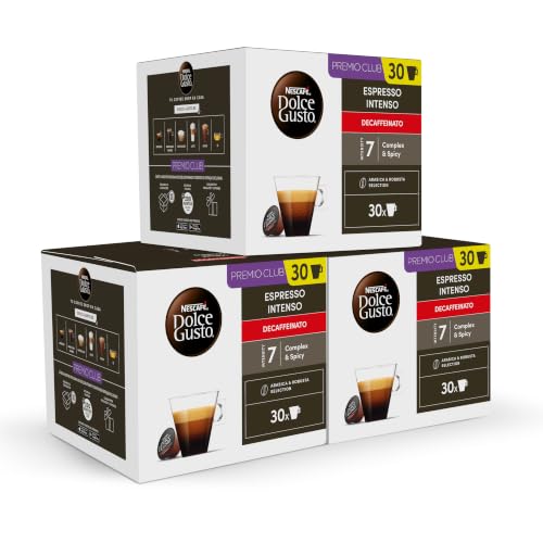 NESCAFÉ Dolce Gusto Espresso Intenso Descafeinado - Cápsulas de Café, 90 Cápsulas (3x30) - Originales para cafeteras Dolce Gusto