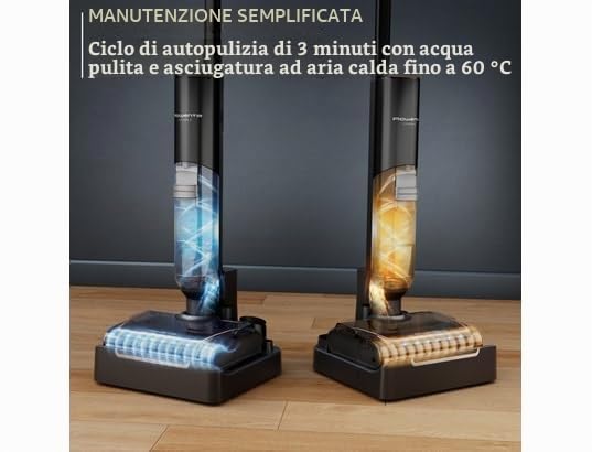 Rowenta X-Clean 7 , Lavapavimenti Senza Fili, Autonomia 50', Tecnologia Smart, Assistente Vocale, Autopulizia e Asciugatura, Luci Led, Pulizia Bordi, GZ5736
