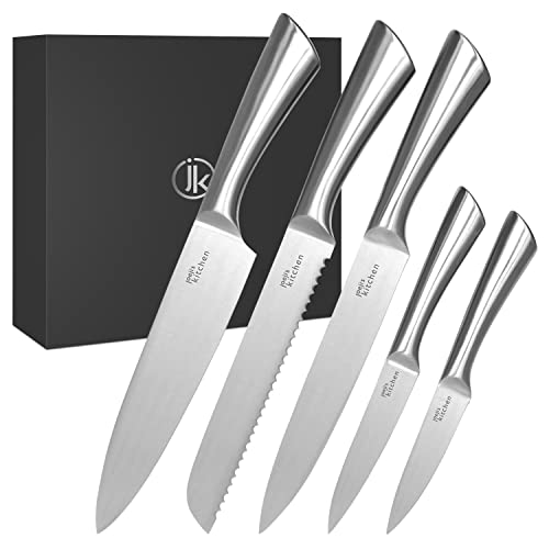 Joeji's Kitchen 5-in-1 Messerset aus Edelstahl - Scharfe Küchenmesser Set mit Brotmesser Kochmesser Santoku Messer Allzweckmesser und...