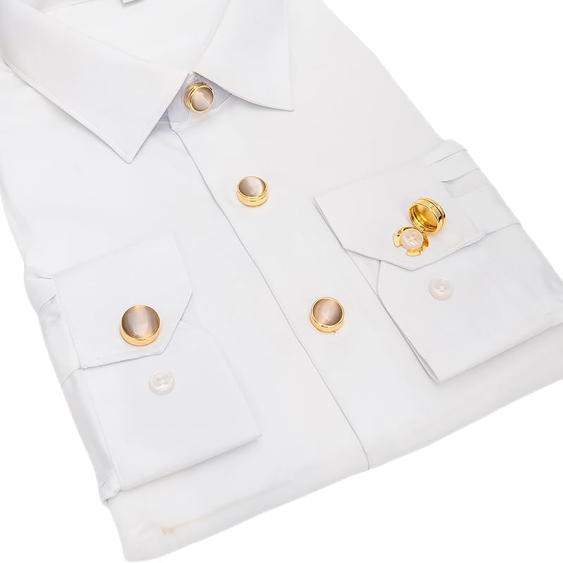 Image of Mens Button Covers Tuxedo Shirt Cufflinks Alternative | Fake cufflinks and alternative fashion jewelry accessories for mens formal business dress shirts suits and groomsmen