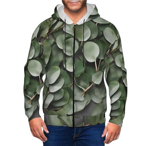 Sweat à capuche homme résistant au vent veste zippée imprimé eucalyptus EdWal - 4