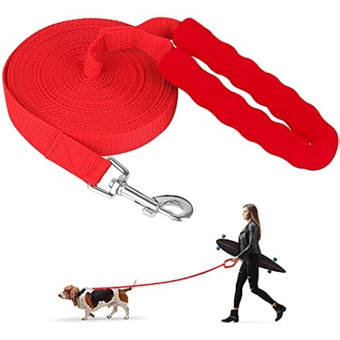 Dog Training Lead Leash 10m/32ft Long Nylon Dog Training Leash Strong Small Medium Large Dog Pet Recall Obedience Training Leash With Comfortable Padded Handle For Outdoor Camping Walking Cover