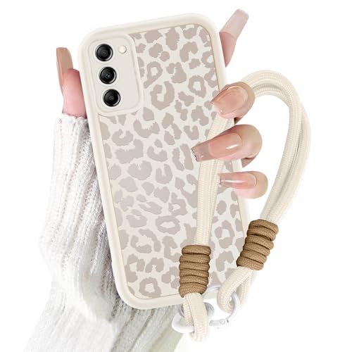 Coalbooliy Handyband für Samsung S20 FE/S20 Lite/S20 Fan Edition Handyhülle 6 5 mit Band Kette Aesthetic Weißer Leopard Sommer Muster Mädchen Design mit Kordel zum Umhängen Cover Silikon Case 01