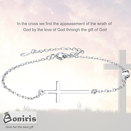 925 Sterling Silver Cross Bracelet Womens in Good Faith CZ Chain Bracelet with Cross for Confirmation Anniversary Birthday3
