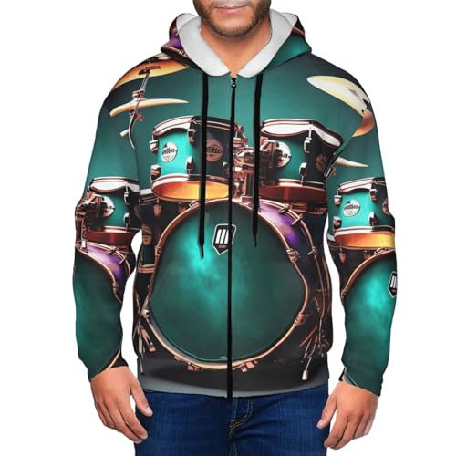 Sweat à capuche zippé imprimé Cool Drum Set EdWal pour homme - 6