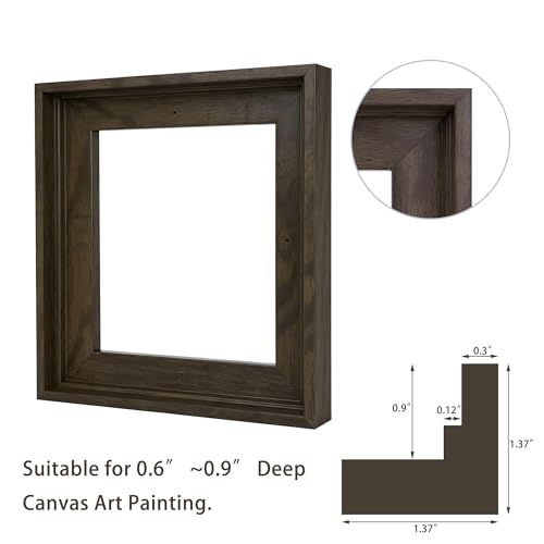 Image of Canvas Frames for 14 inchx14 inchPaintings with 0.6 inch~0.9 inch Deep Dark brown