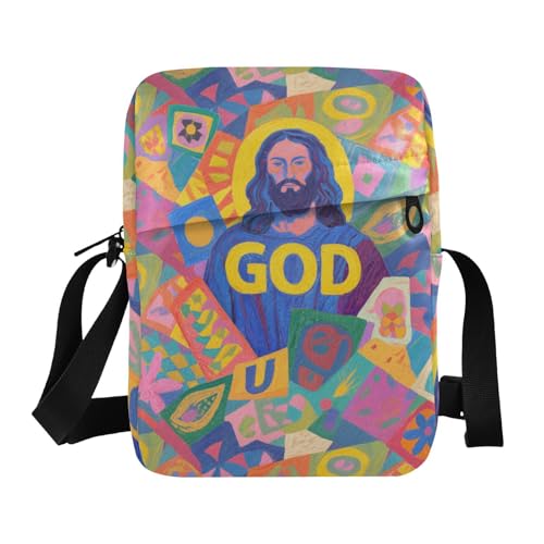 KLL Colorful Cartoon God Fashion messenger bags for women Vegan Leather mens crossbody bag small Casual Woman Handbag Shoulder Strap