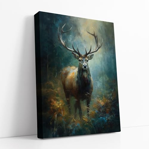 Lithobee - Majestic Stag in Ethereal Forest Art Canvas Only 16x12inch(40x30cm) - Style No: 43