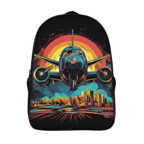 Mochila escolar de avión bolsa impermeable transpirable de lona para niños y niñas