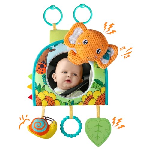 Image of Lynncare Car Seat Toy, Baby Car Mirror Toy for Rear Facing, Travel Baby Activity Center with Hanging Engaging Toys for Infants Babies 0-6-12-18 Months Boy Girl