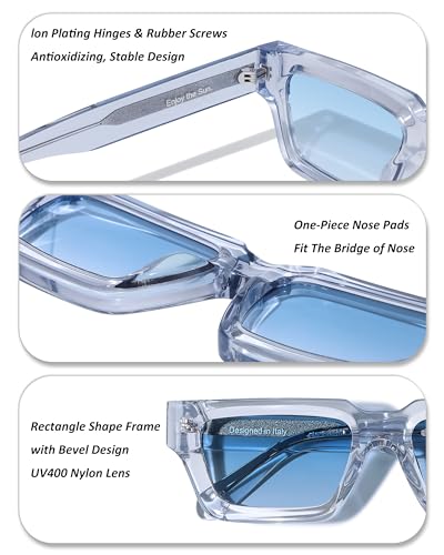 Image of Roneyee Rectangle Sunglasses Men Women Trendy Retro Sunglass UV Protection Fashion Acetate Stylish Square