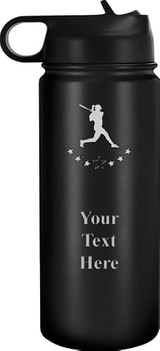 Crown Awards Customizable Softball Player 20oz Black BPA Free Stainless Steel Water Bottle - Personalize Now