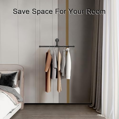 Wandkleiderstange, Industriedesign Kleiderständer 2er Set, schwarz, platzsparend mit Metallrohr, für Schlafzimmer, Wohnung, Geschäft
