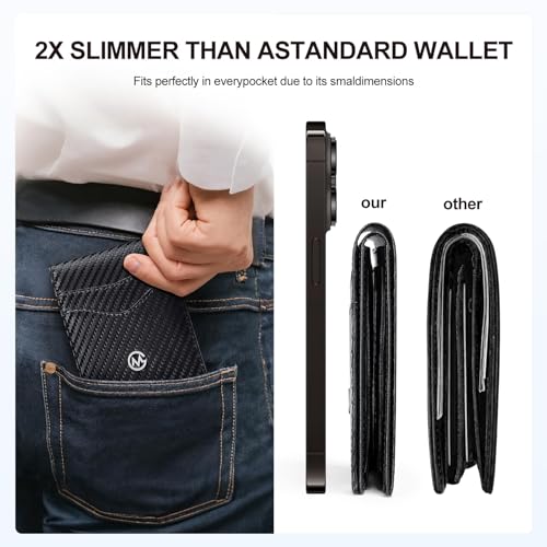 Wallet for Men - Slim Leather Bifold Wallets with Money Clip Credit Card Holder Slots Small Thin Men's Minimalist Wallet-Front Pocket Wallet for Men & Women, Black Woven, Medium Size4