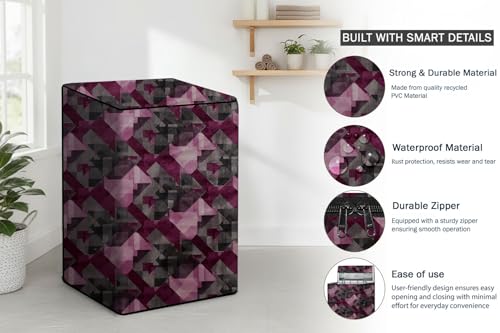 Image of Stylista Top Load Fully Automatic Washing Machine Cover Compatible for IFB 8 kg, 8.5 kg, 9 kg & 9.5 kg, Chekered Pattern Maroon