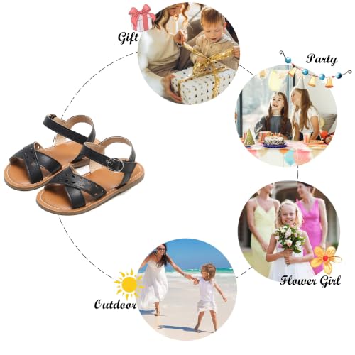 Image of Felix & Flora Toddler Girl Sandals - Little Girl Easter Dress Shoes Lightweight Open Toe Beach Holiday Flats