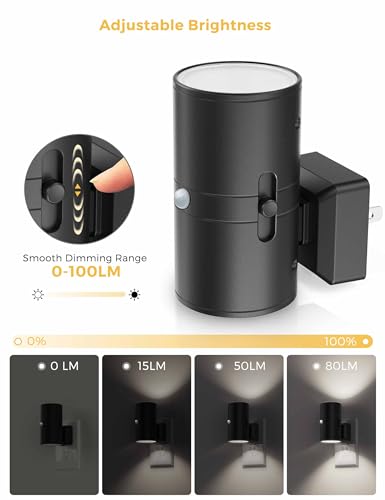 Image of Soft White Light+ Daylight White Light, 4 Pack, Motion Sensor Night Light Plug in, 0-100LM Dimmable