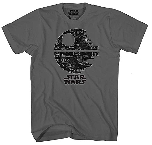 Death Star Glow in The Dark Tee Darth Vader Empire Luke Skywalker Princess Leia Han Solo Chewbacca R2D2 Adult Mens Graphic T-Shirt Apparel (XX-Large, Charcoal)