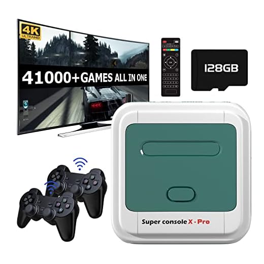 Kinhank Retro Video Game Consoles,Super Console X Pro Built-in 41,000+ Games,Compatible with PS1/PSP/MAME etc Emulators,Gaming System for 4K TV HD/AV Output,WiFi/LAN,with Dual 2.4G Wireless Gamepads