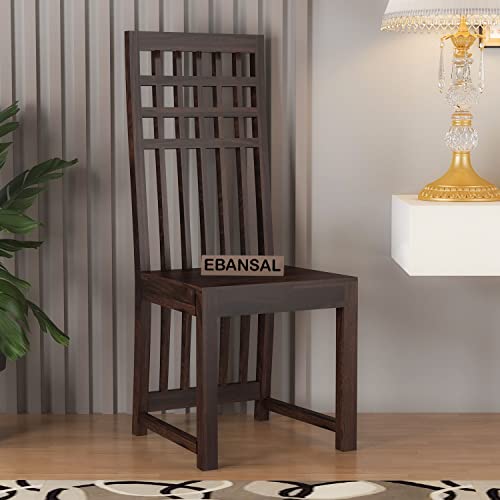Image of Kuber Wooden Dining Chairs Set of 2 for Kitchen & Dining Room, Two Seats, Solid Sheesham Wood, Walnut Finish