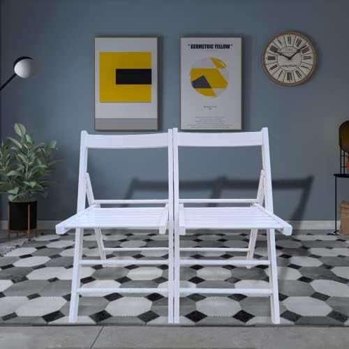 Miniatura 2 de Zaboro Silla plegable de madera de listones, juego de 2 sillas plegables totalmente montadas, sillas plegables para eventos, sillas de boda, asiento