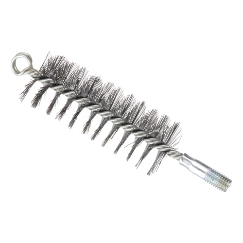 PATIKIL 50mm Dia Bore Brush, Stainless Steel Twisted Wire Cleaning Brush Round Cylinder Pipe Cleaner with 12mm Spiral Shank for Tubes, Ports, Bearings, Drill Driver, Silver Tone
