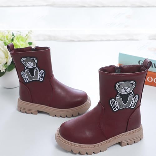 Ankle Boots for Girl Side Zipper Low Heel Short Booties Winter Warm Fashion Dress Shoes for Little Kid Big Kid2