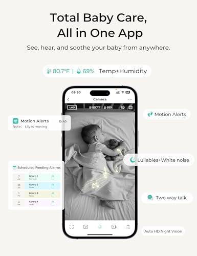Image of Dr.Care VistaView Lite RB Smart WiFi Baby Monitor with 2 Cameras - 4 inch 720P Split Screen & 1080P Camera App Control, Motion Alerts, 2500mAh Removable Battery, Night Vision, Multi-User, Triple Security